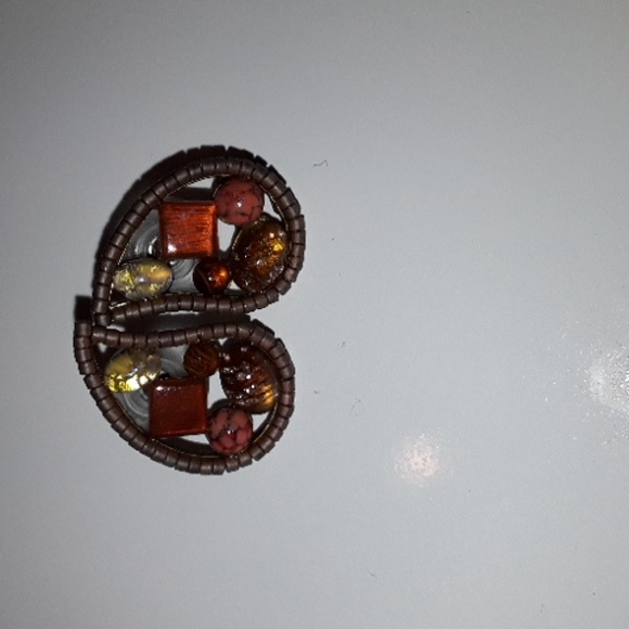 Source Unknown Jewelry - Multi gem copper colored earrings.